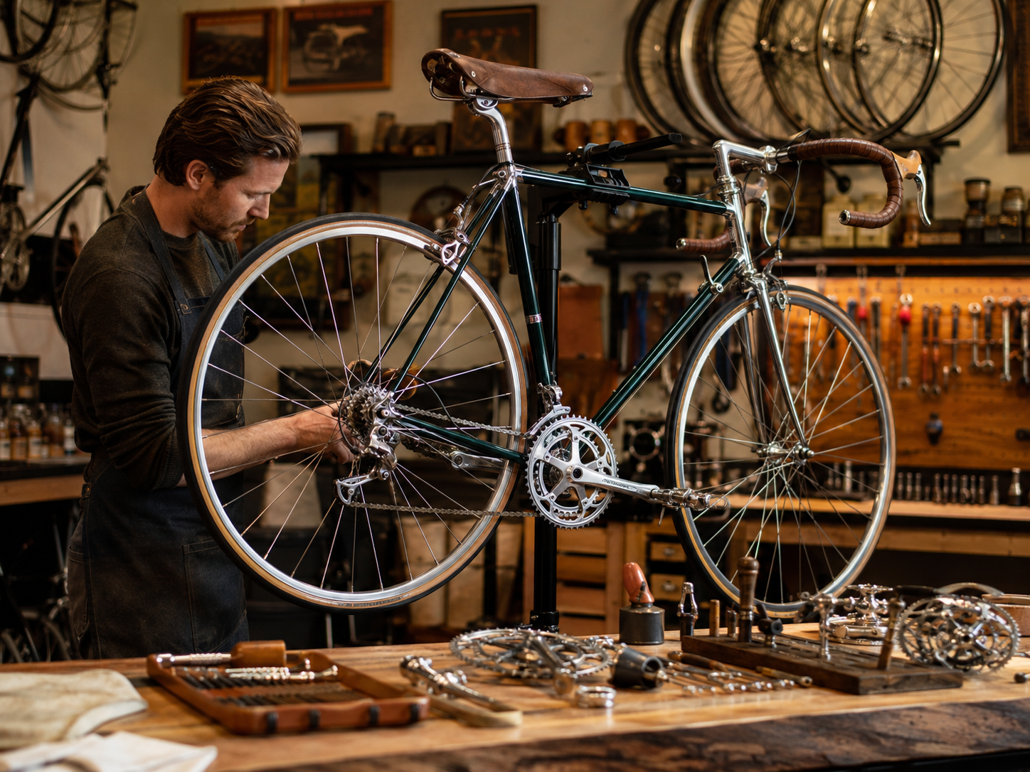Classic bicycle restoration workshop